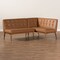 Baxton Studio Arvid Mid-Century Tan Faux Leather and Walnut Brown Finished 2-PC Wood Dining Nook Banquette Set 175-10837-Zoro - alternate 7